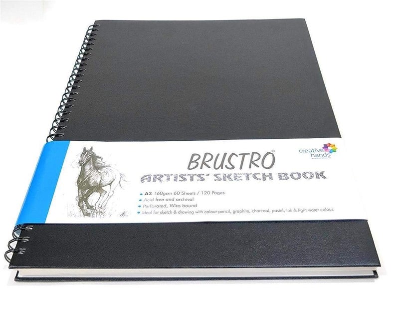 BRUSTRO Artists Wiro Bound Sketch Book| Spiral | A3 Size, 120 Pages, 160 GSM| Ideal for Students and Adults,Home, School, Beginners, Professional Drawing, Sketching, Mandala Art - Image 2
