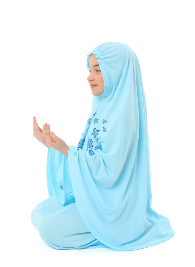 Elanesa  - Flower Prayer Dress For Girls Blue Color - Image 1