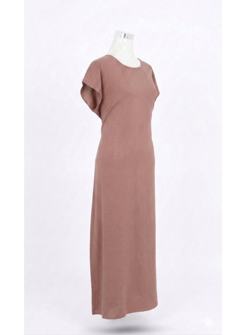 طقم عباية داخلية CEY فاخر من MA، فستان ماكسي نسائي طويل ومحتشم، كاجوال/رسمي تحت العباية (جلابية)، مريح ذو ملمس ناعم على الجسم، قماش جيد التهوية ومناسب للارتداء في جميع الفصول (المقاسات من S إلى XL). - Image 2