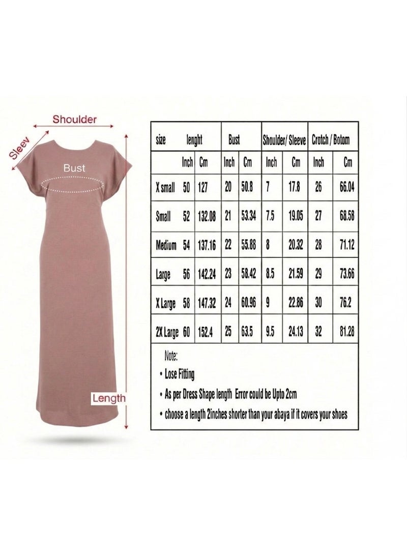 طقم عباية داخلية CEY فاخر من MA، فستان ماكسي نسائي طويل ومحتشم، كاجوال/رسمي تحت العباية (جلابية)، مريح ذو ملمس ناعم على الجسم، قماش جيد التهوية ومناسب للارتداء في جميع الفصول (المقاسات من S إلى XL). - Image 5