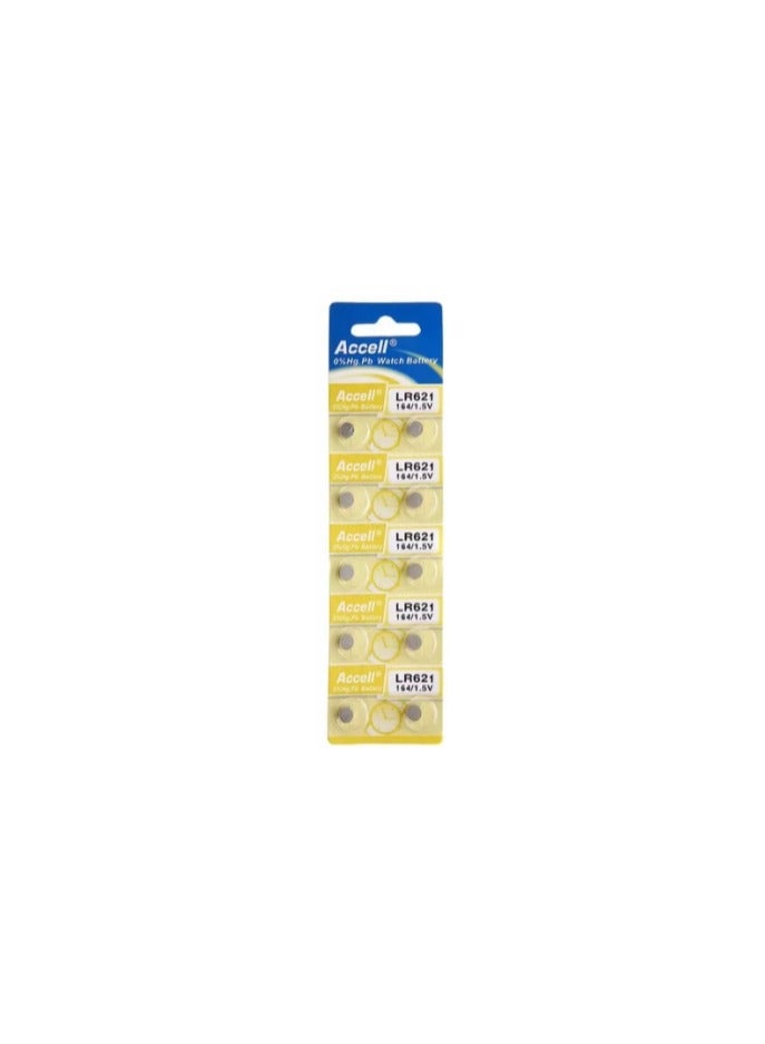 10-Pieces Accell AG1 LR621 (164) Alkaline 1.5V Batteries