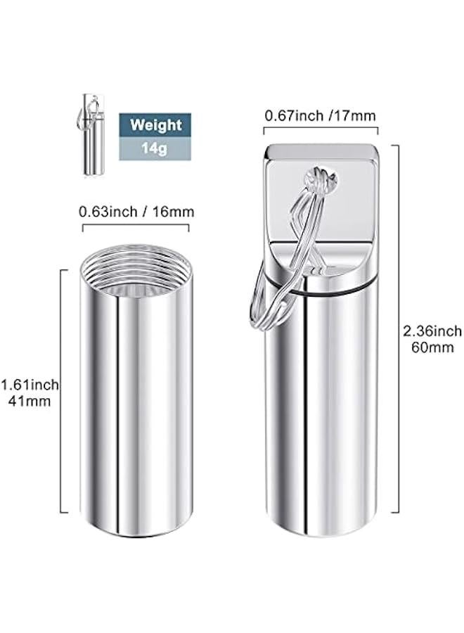 Pill Holder Keychain, Pill Box for Purse, Portable Pill Organizer Container, Small Pocket Travel Pill Case with Keychain, Waterproof Metal Pill Medicine Bottle for Outdoor Travel (2 Pack) - Image 2