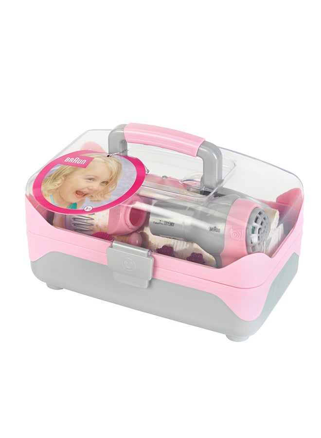 كلاين تويز Braun Hairdresser'S Case I With Battery-Powered Hairdryer I Lots Of Hairdressing And Styling Accessories I Gift Toys For Girls I Toy For Children Aged 3 Years And Up - Image 1