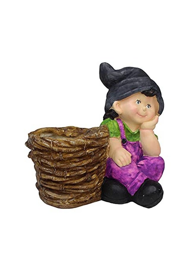 Wonderland Wonderland Resin Boy with Pot for Garden, Home or Balcony Decor (Purple), 1 Piece  - Image 3