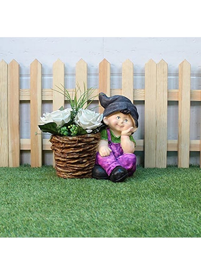 Wonderland Wonderland Resin Boy with Pot for Garden, Home or Balcony Decor (Purple), 1 Piece  - Image 2