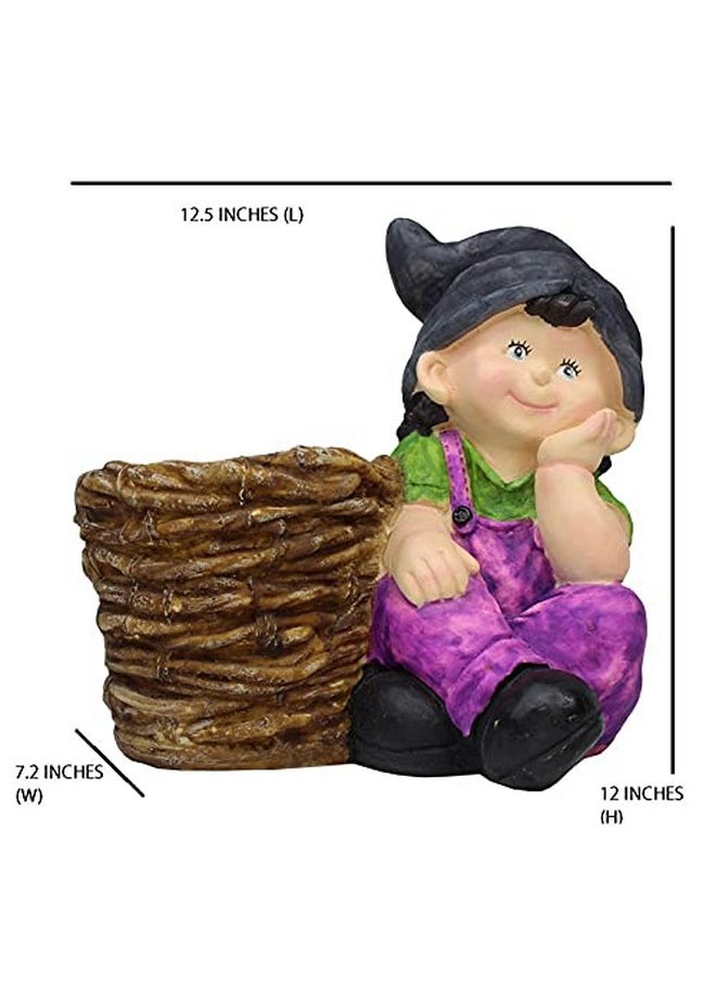 Wonderland Wonderland Resin Boy with Pot for Garden, Home or Balcony Decor (Purple), 1 Piece  - Image 4