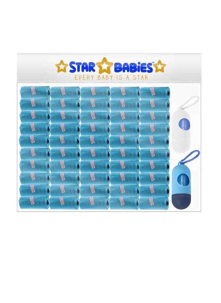 STAR BABiES Star Babies - Scented Bag Roll - Pack of 50/750 Bags w/ 2 Dispenser - Blue  - Image 1