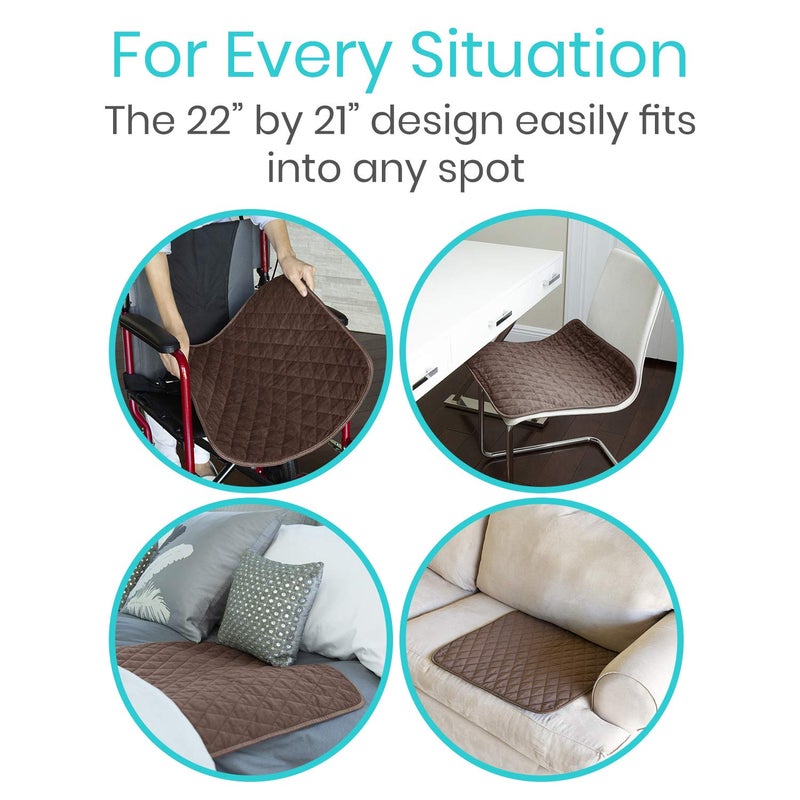Sures Waterproof Chair Pads for Incontinence (22" x 21") - Washable, Waterproof Seat Protector - Chair Protector Seat Cover - Absorbent Pad for Bed, Seat, Car, Wheelchair & Recliner (Brown, 1 Pack) - Image 3