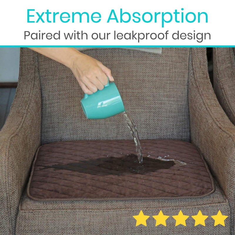 Sures Waterproof Chair Pads for Incontinence (22" x 21") - Washable, Waterproof Seat Protector - Chair Protector Seat Cover - Absorbent Pad for Bed, Seat, Car, Wheelchair & Recliner (Brown, 1 Pack) - Image 2