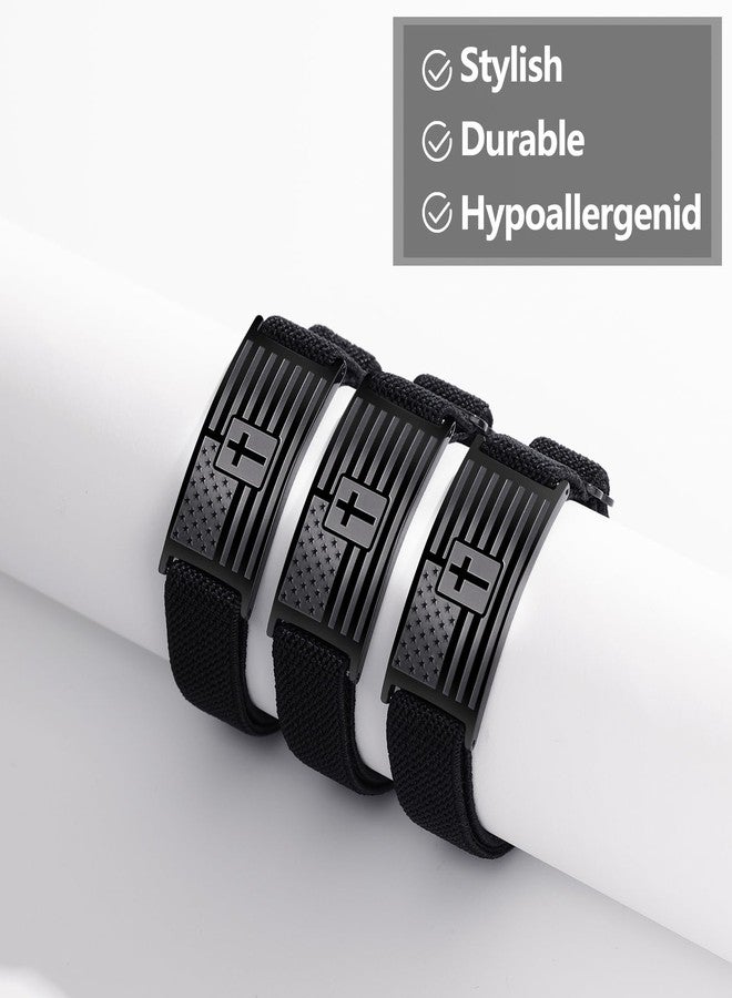 LDOWWGL Bracelets for Men Boys - Patriotic American Flag Cross Bracelet - Adjustable Black Elastic Stretch Strap Bible Verse Bracelets - Back to School, Birthday Gifts for Men, Always - Image 5