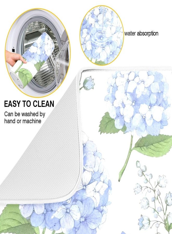 OTVEE Blue Hydrangea Flowers Dish Drying Mat Super Absorbent Drying Mat Large Coffee Mat for Kitchen Counter Easy Clean Dish Mat Kitchen Drying Matt 16x18 inch, B01C20018 - Image 2