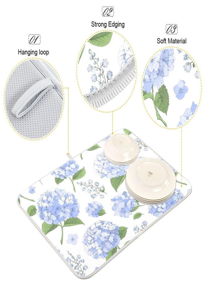 OTVEE Blue Hydrangea Flowers Dish Drying Mat Super Absorbent Drying Mat Large Coffee Mat for Kitchen Counter Easy Clean Dish Mat Kitchen Drying Matt 16x18 inch, B01C20018 - Image 4