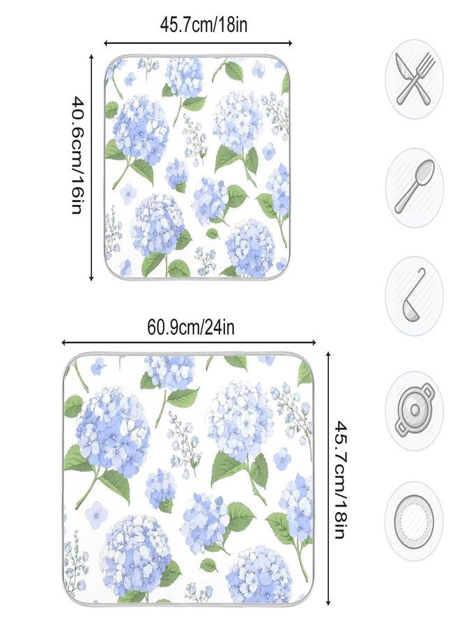 OTVEE Blue Hydrangea Flowers Dish Drying Mat Super Absorbent Drying Mat Large Coffee Mat for Kitchen Counter Easy Clean Dish Mat Kitchen Drying Matt 16x18 inch, B01C20018 - Image 3