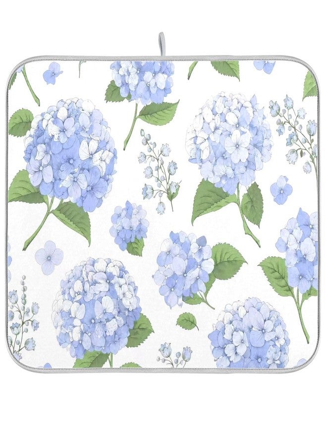 OTVEE Blue Hydrangea Flowers Dish Drying Mat Super Absorbent Drying Mat Large Coffee Mat for Kitchen Counter Easy Clean Dish Mat Kitchen Drying Matt 16x18 inch, B01C20018 - Image 1