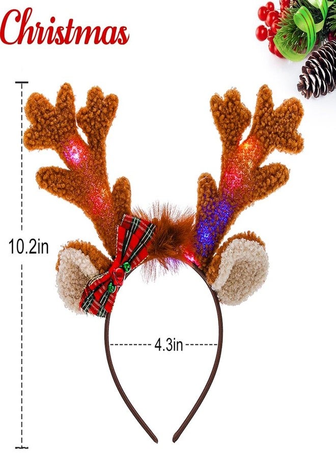 Outyua Light Up Deer Antlers Headband Costume for Women Adults - LED Ears Xmas Reindeer Christmas Costume - Image 2