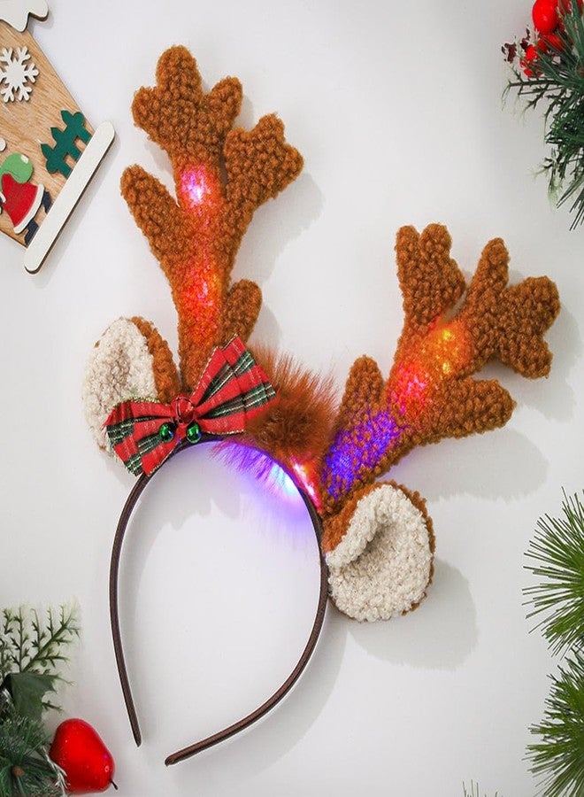 Outyua Light Up Deer Antlers Headband Costume for Women Adults - LED Ears Xmas Reindeer Christmas Costume - Image 5