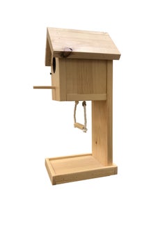 Generic Wooden Birdhouse with Feeder Natural Pine  Weather Resistant Easy to Install  - Image 3