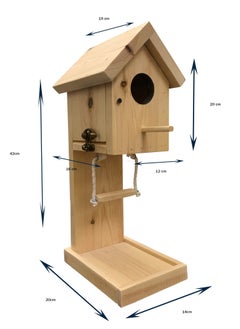 Generic Wooden Birdhouse with Feeder Natural Pine  Weather Resistant Easy to Install  - Image 4