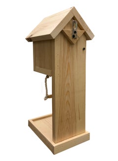Generic Wooden Birdhouse with Feeder Natural Pine  Weather Resistant Easy to Install  - Image 5