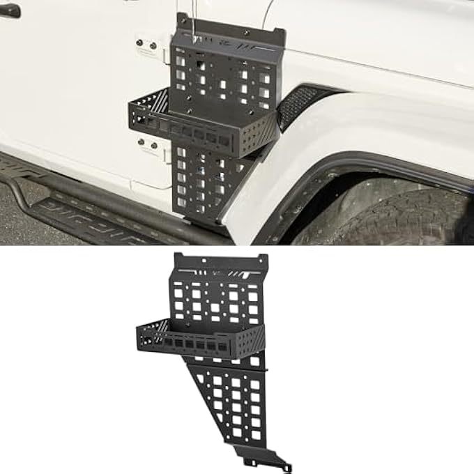 rayihni حامل جرة الوقود الجانبي للركاب متوافق مع 2018-2025 رانجلر JL وجلادياتور JT، لوحة مول خارجية مع صينية لجهاز JLU - Image 2