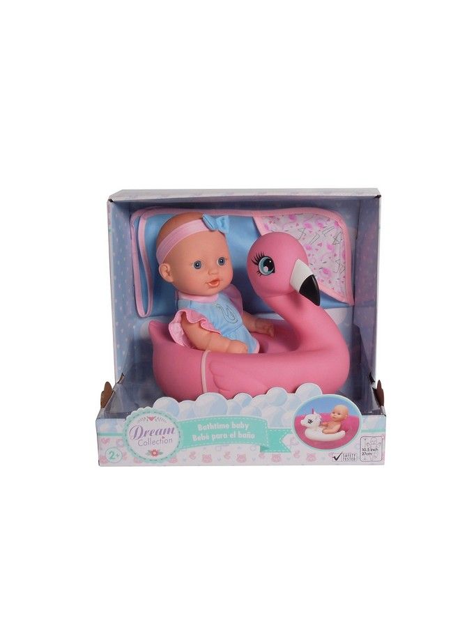 DREAM COLLECTION 10" Bath Time Baby Doll With Flamingo Pink - Image 2