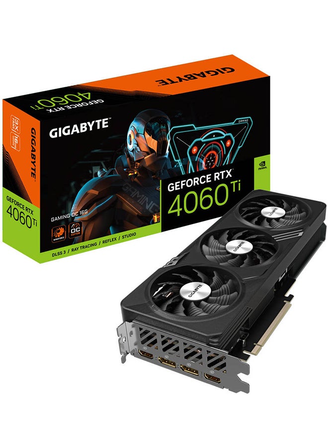 GIGABYTE GeForce RTX 4060 Ti GAMING OC Graphics Card, 16GB GDDR6 128 bit Memory, 2595 MHz Core Clock, 18Gbps Memory Speed, 4352 CUDA, PCI-E 4.0, DP 1.4a*2 HDMI 2.1a*2 Black - Image 1