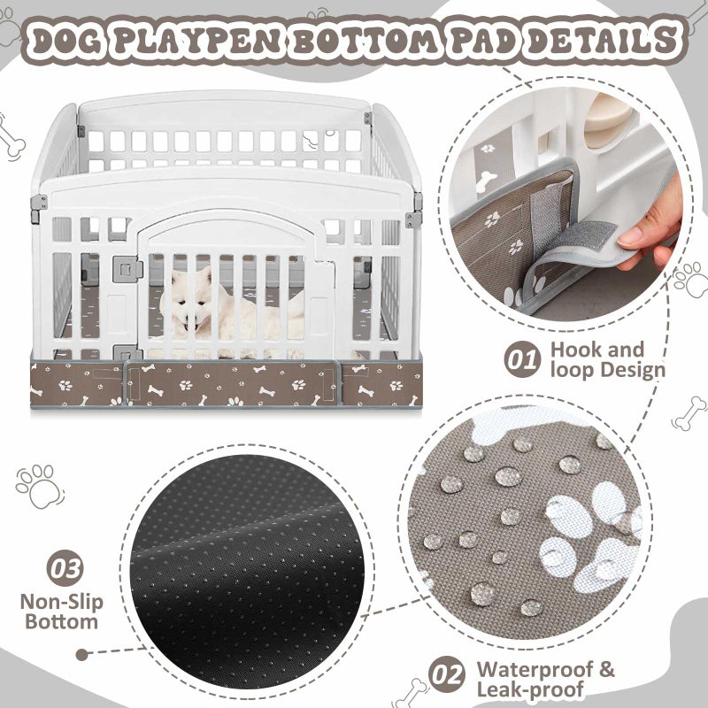 SilTriangle 2 Pack Dog Playpens Cover and Bottom Mat Fits for 36 Inch 4 Panels Pet PlayPen, Dog Crate Cover Puppy Exercise Pad, Reusable Washable, Hoop and Loop Design, Playpen Not Included(Grey) - Image 5