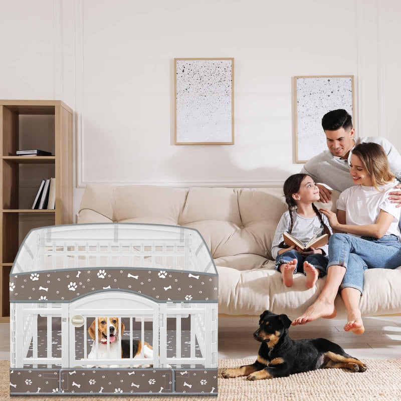 SilTriangle 2 Pack Dog Playpens Cover and Bottom Mat Fits for 36 Inch 4 Panels Pet PlayPen, Dog Crate Cover Puppy Exercise Pad, Reusable Washable, Hoop and Loop Design, Playpen Not Included(Grey) - Image 3