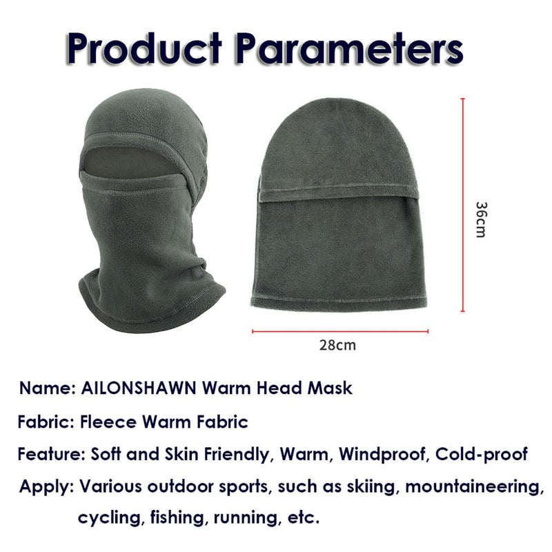 AILONSHAWN Black Ski Mask Fleece Balaclava Warm Winter Face Mask Men Shiesty Mask Women Thermal Fleece Face Cover for Cold Weather Motorcycle - Image 2