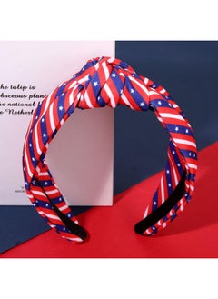 YAHPERN 4Th Of July Headband Accessories Outfits For Women American Flag Headband Usa Flag Star Knotted Headband Red White And Blue Patriotic Wide Top Knot Headband Independence Day Parade Party Gifts  - Image 4