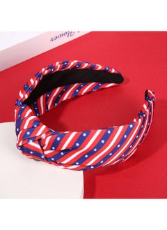 YAHPERN 4Th Of July Headband Accessories Outfits For Women American Flag Headband Usa Flag Star Knotted Headband Red White And Blue Patriotic Wide Top Knot Headband Independence Day Parade Party Gifts  - Image 3