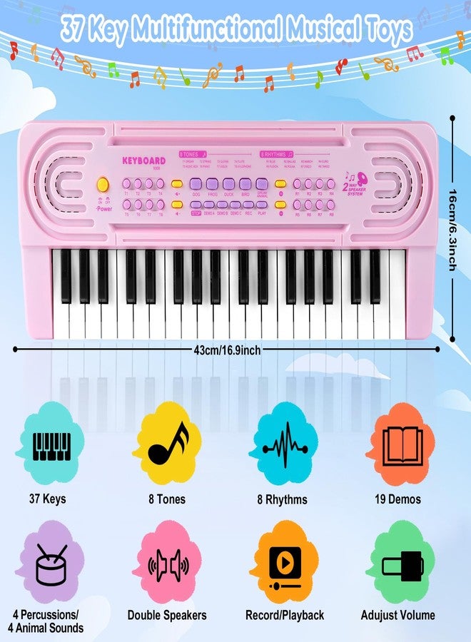 TWFRIC Kids Toddler Toy Piano Keyboard - 37 Key Pianos for Kid Music Toys Instruments with Microphone | Explore Creativity! Perfect Birthday for 3-8 Year Old! (Pink) - Image 3