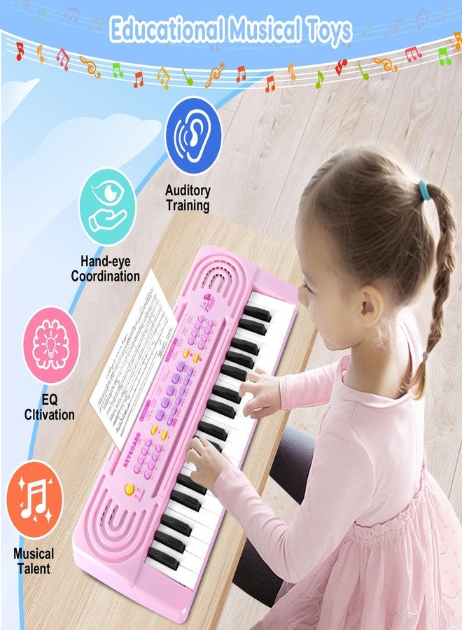 TWFRIC Kids Toddler Toy Piano Keyboard - 37 Key Pianos for Kid Music Toys Instruments with Microphone | Explore Creativity! Perfect Birthday for 3-8 Year Old! (Pink) - Image 2