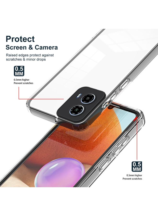 اس-توب جراب لهاتف Motorola Moto G34 3 في 1 جراب هاتف شفاف من مادة TPU الملونة بإطار من البولي كربونات - Image 4