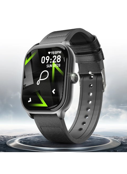 Edge Smart Watch for Men and Women , 2.01" True HD Display, Bluetooth Calling, Heart Rate Monitoring, Rotating Crown, AI Voice Assistant, Sleep Monitoring, Alarm & Notification, Onyx Black