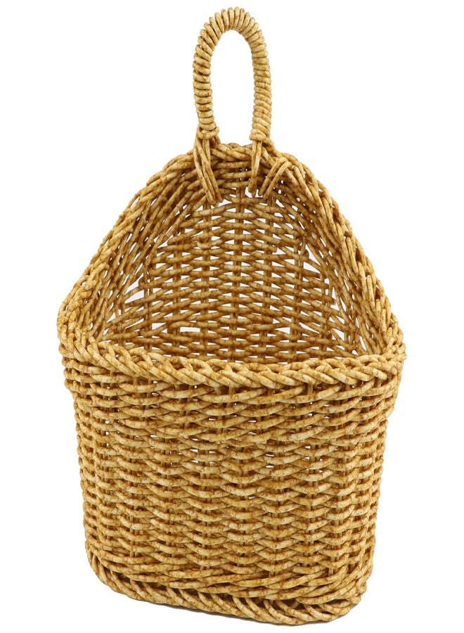 DOERDO DD DOERDO Hanging Woven Storage Basket, Rattan Woven Basket With Handle, Kitchen Hanging Storage Basket for Plants Ginger Garlic Fruit, 7.9x9.1Inch - Image 1