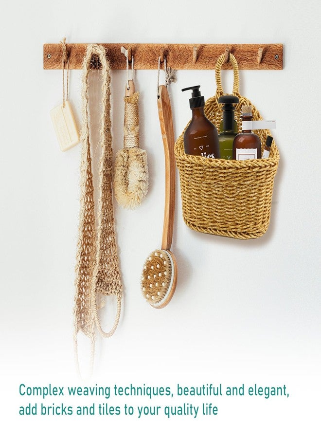 DOERDO DD DOERDO Hanging Woven Storage Basket, Rattan Woven Basket With Handle, Kitchen Hanging Storage Basket for Plants Ginger Garlic Fruit, 7.9x9.1Inch - Image 4
