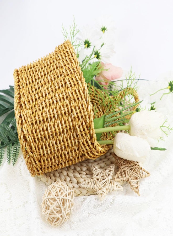 DOERDO DD DOERDO Hanging Woven Storage Basket, Rattan Woven Basket With Handle, Kitchen Hanging Storage Basket for Plants Ginger Garlic Fruit, 7.9x9.1Inch - Image 3