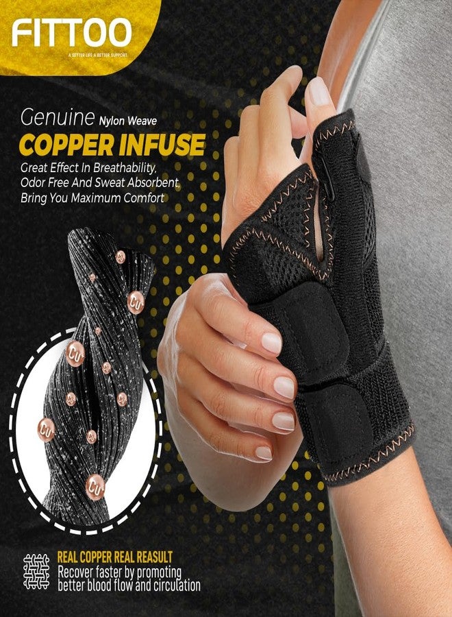 FITTOO Copper Infused Thumb & Wrist Brace for Men and Women - Comfortable CMC Thumb Brace Spica Splint for Pain Relief, Tendonitis, Right & Left Hand - Universal Size - Image 3