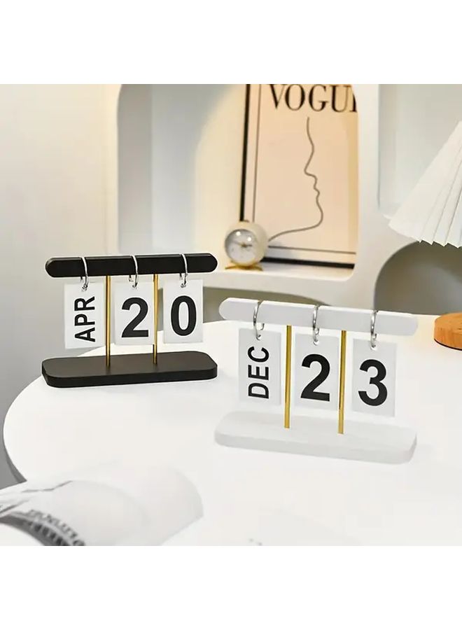 Black Minimalist Flip Calendar Monthly Weekly Layout Durable Plastic Desk Organizer - Image 3