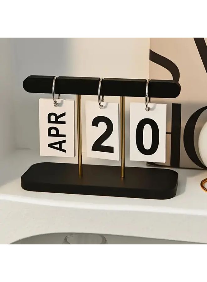 Black Minimalist Flip Calendar Monthly Weekly Layout Durable Plastic Desk Organizer - Image 5