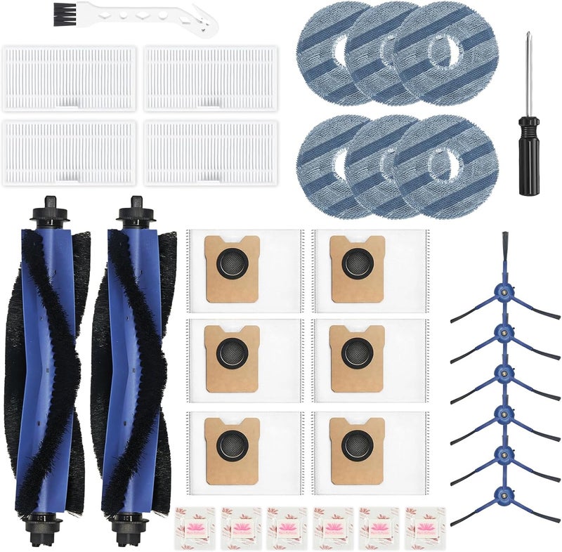 Bpbdzz 32 Piece Accessory Set for Eufy Omni C20 Robot Vacuum Cleaner - Includes 2 Main Brushes, 4 HEPA Filters, 6 Mop Heads, 6 Side Brushes, 6 Dust Bags, 6 Fragrance Tablets, 1 Cleaning Brush - Image 1