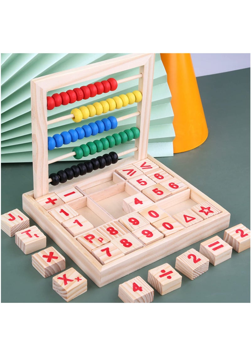 Abacus For Kids Math Preschool Educational Counting Toy With 50 Multi-Color Beads And 30 Wooden Number And Alphabet Blocks For Boys And Girls Ages 3 Years And Above  - Image 3