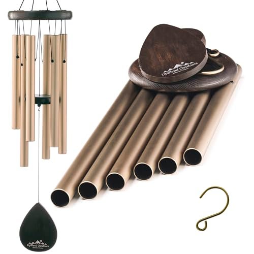 UpBlend Outdoors Wind Chimes for Outside, Gift for Mom, Deep Tone, Sympathy Gifts for Loss of Loved One, Patio Decoration, Memorial Windchimes, 28" Gold - Image 1
