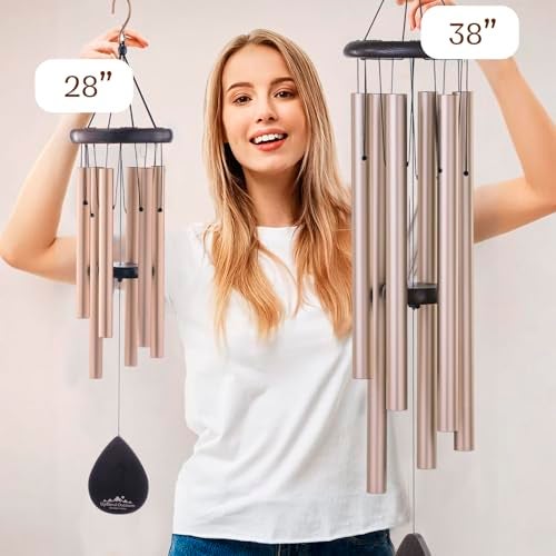 UpBlend Outdoors Wind Chimes for Outside, Gift for Mom, Deep Tone, Sympathy Gifts for Loss of Loved One, Patio Decoration, Memorial Windchimes, 28" Gold - Image 3