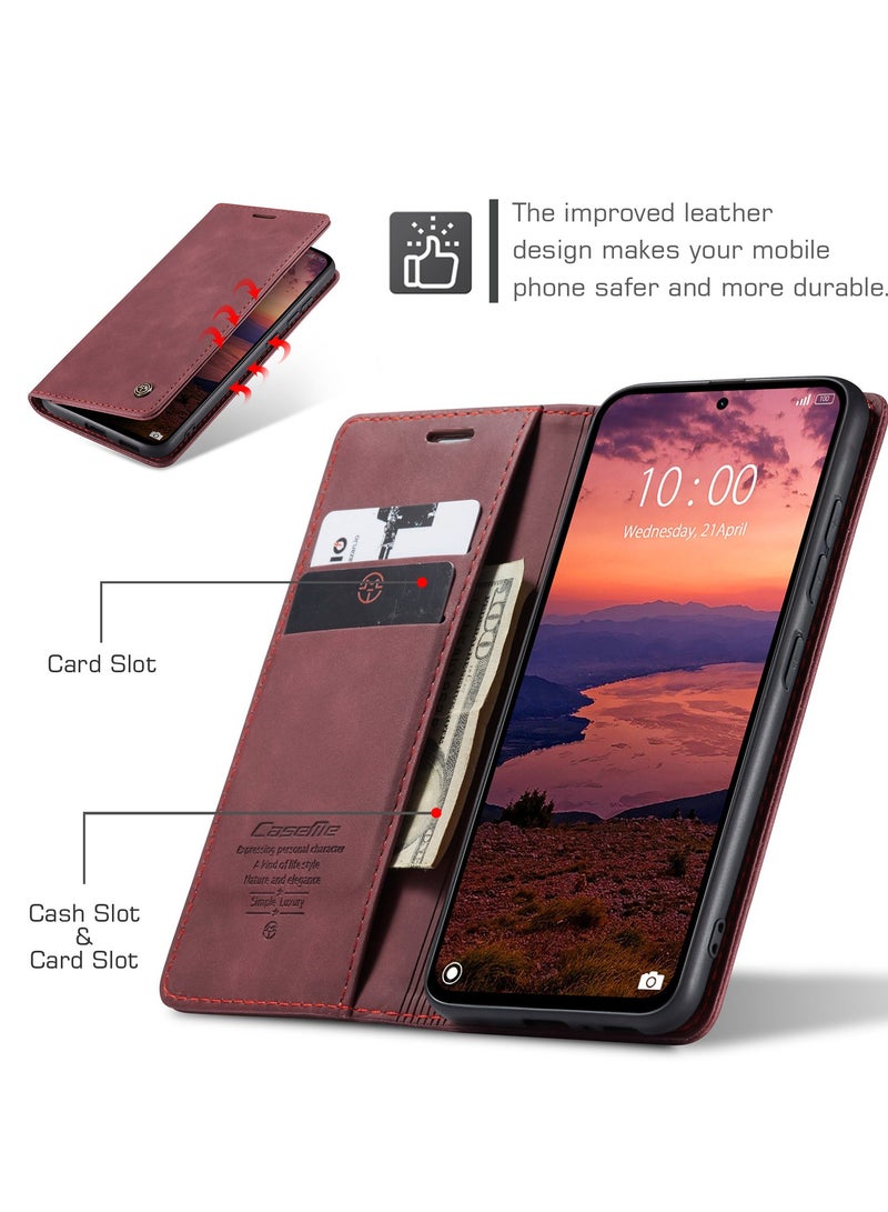 كيس مي جراب موبايل من الجلد الصناعي الفاخر  013 وحامل للكروت و البطاقات متوافق مع Redmi Note 14 4G  (نبيتي) - Image 4