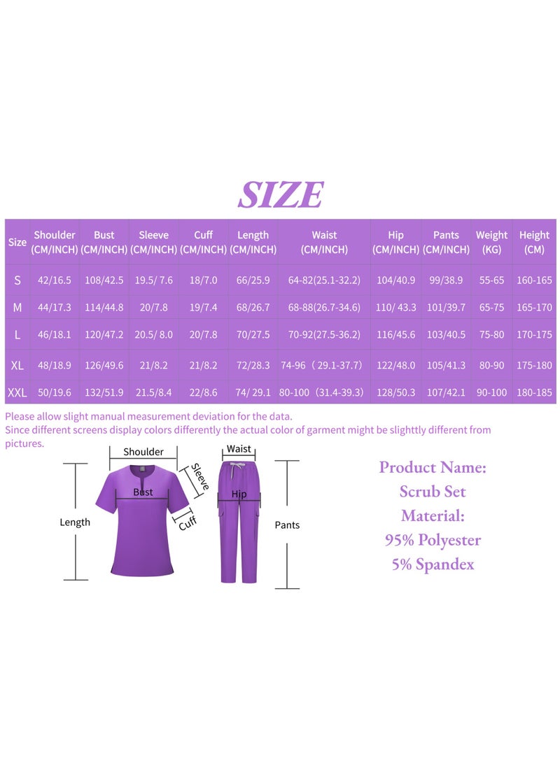 Loquat Womens Medical Scrubs Set Medical Uniform Set Rose Red - Image 2