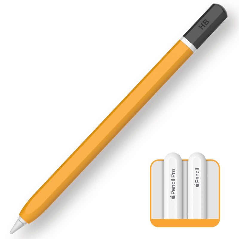 TRONWIN Apple Pencil Pro caseClassic Pencil Design CoverSilicone Apple Pencil 2nd Generation casePerfect Grip Apple Pencil Pro Sleeve Yellow