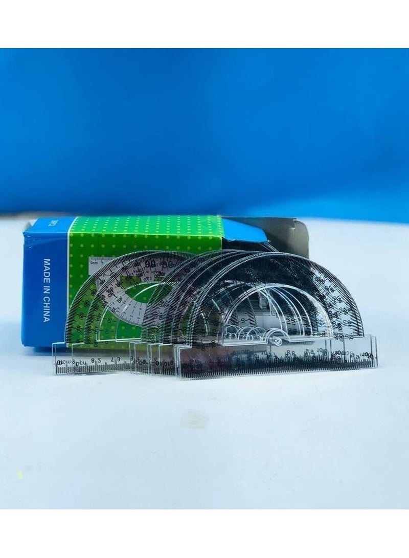 علبة منقلة شفافة اداة مسطرة قياس زاوية نصف دائرة بلاستيكية شفافة لطلاب الرياضيات عدد 36 - Image 1