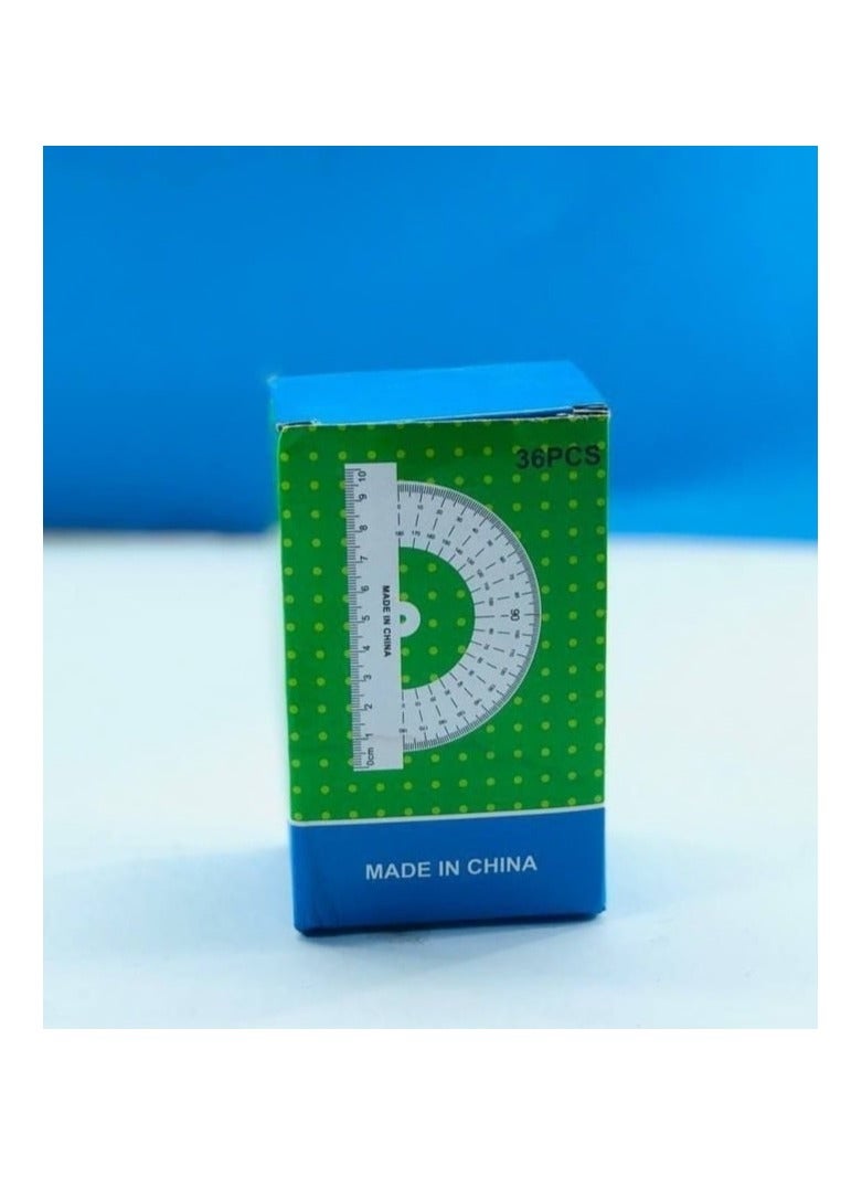 علبة منقلة شفافة اداة مسطرة قياس زاوية نصف دائرة بلاستيكية شفافة لطلاب الرياضيات عدد 36 - Image 2